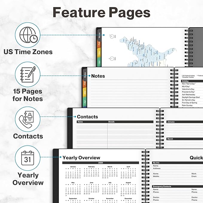 Dunwell Planner Book 2026, 8.5x11 Weekly Monthly Planner, Jan to Dec 2026, Large Calendar Book with Colorful Tabs, Bookmark, Free Stickers, Daily Calendar Planner Organizer