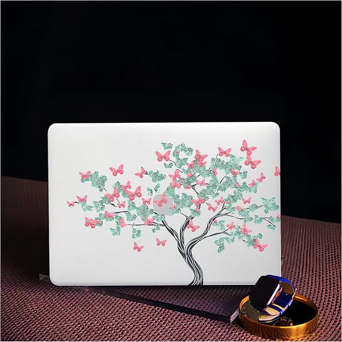 Cute Clear Print Case for MacBook Air 13 inch 2025-2022 M4 A3240 M3 A3113 M2 A2681,for Mac Air13 M4 Sturdy Pattern Plastic Hard Shell&Keyboard Cover for MacBook Air 13.6 Cases,Butterfly Tree