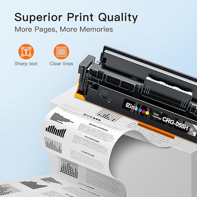 E-Z Ink Compatible Toner Cartridge Replacement for Canon 055 055H High Capacity Toner Cartridge for Canon Color ImageCLASS MF743Cdw MF741Cdw MF746Cdw MF743 Printer (Black Cyan Magenta Yellow, 4-Pack)