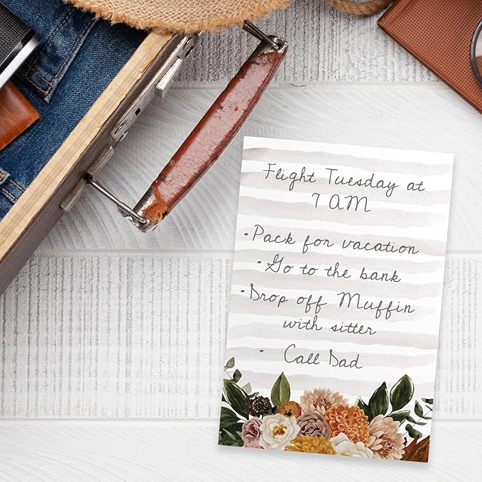 Floral Sticky Note Pads / 4" x 6" Repositionable Indie Boho to Do Sticky Notes / 5 Moody Striped Designs / 50 Sheets Per Pad Set of 5 / Made in USA