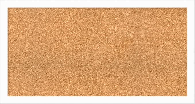 Amanti Art Natural Cork Board for Wall, 27x51 Vision Board with White Frame, Oversize Corkboard Office Decor for Home Organization, Casual Corkboard Pinboard to Display Items for Home Organization in
