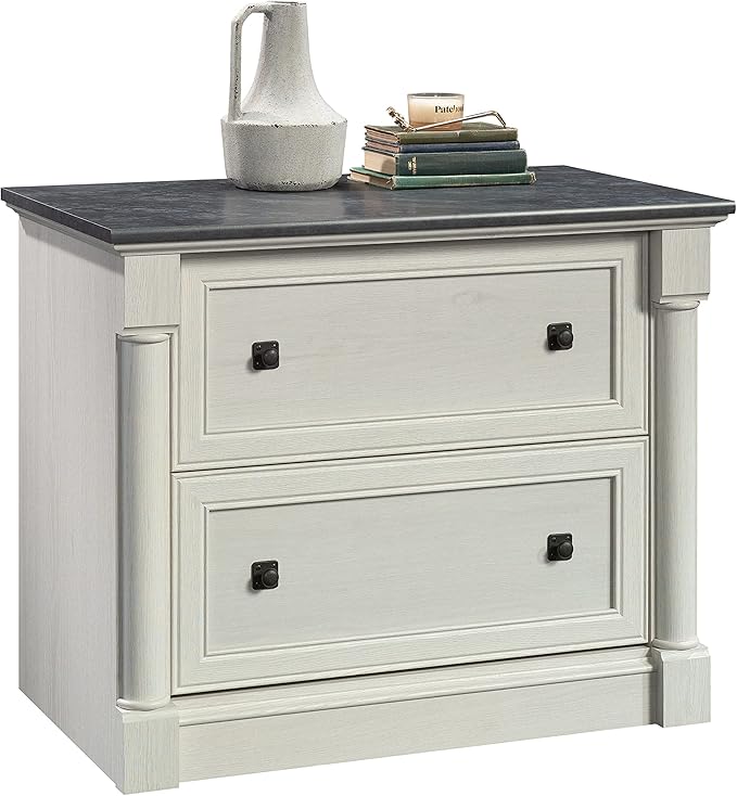 Sauder Palladia 2 Drawer File Cabinet, Lateral Filing Cabinets for Home Office, Hanging File Folders Organizer, Interlocking Drawers, in Glacier Oak Finish