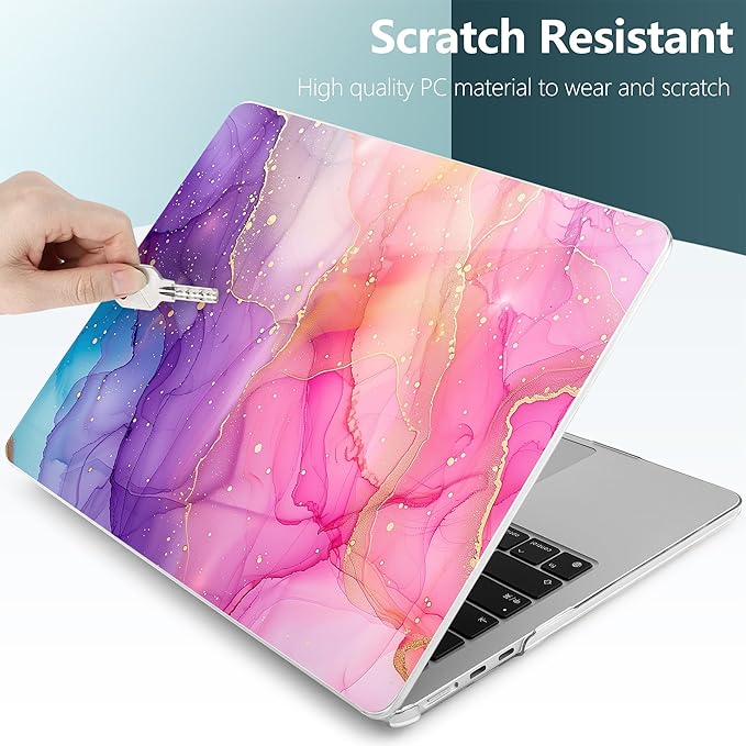 DONGKE Compatible with M4 MacBook Air 15 inch Case 2025-2023 A3241 A3114 A2941 M3 M2 Retina Display Touch ID, Plastic Hard Case & Keyboard Skin for MacBook Air 15" - Marble Ink