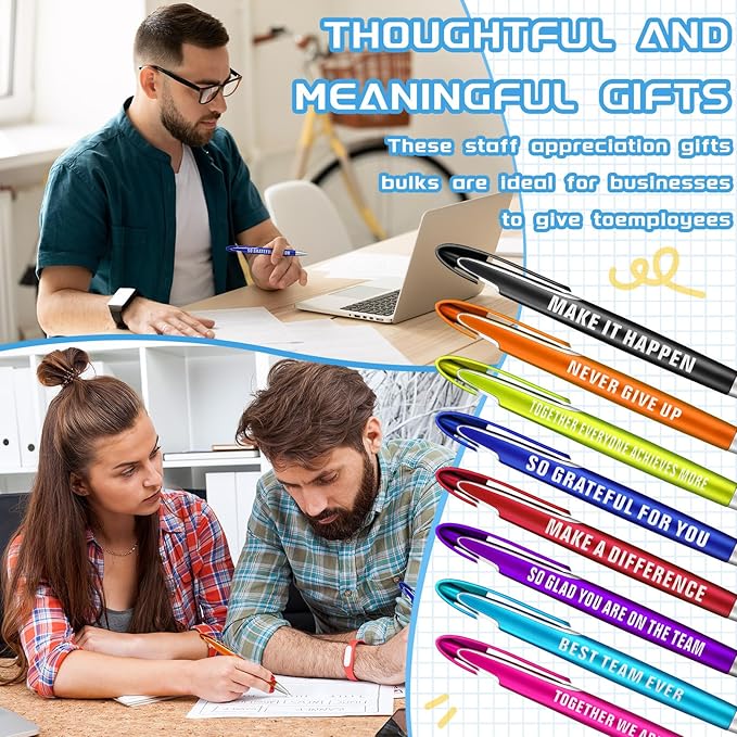 Lincia 100 Pcs Employee Appreciation Ballpoint Pens Bulk Retractable Medium Point Pens with Black Ink Inspiration Thank You Gifts for Teacher, Back to School, Christmas