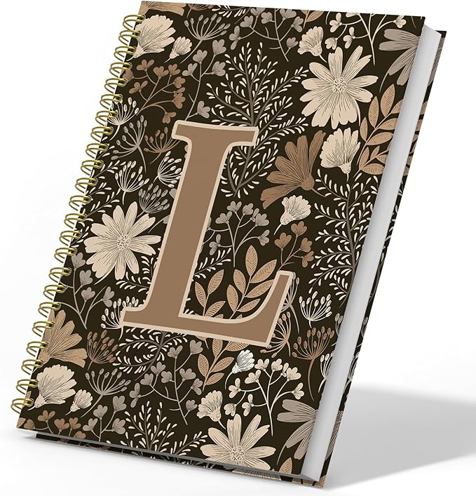 Initial L Personalized Journal Notebook, Boho Floral Journaling Notebooks for Women Girls, Costom Monogrammed Gifts for Women Mom Girls Friends, Letter Spiral Notebook, 5.5x8.3