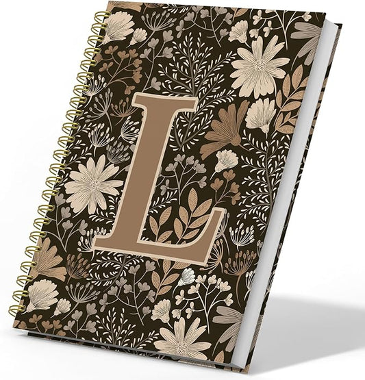 Initial L Personalized Journal Notebook, Boho Floral Journaling Notebooks for Women Girls, Costom Monogrammed Gifts for Women Mom Girls Friends, Letter Spiral Notebook, 5.5x8.3