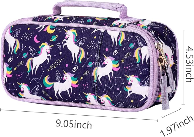 Choco Mocha Unicorn Pencil Case for Girls, Soft Pencil Case Kids Pencils Pouch for Kindergarten Girls, Purple