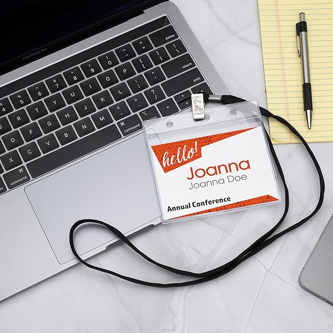 SEE-IT! 330 pcs Make 110 Name Tag Holders with Lanyards and White Insert Cards, Quick Load No Zipper Badge Protector ID Holder Heavy Duty Reusable Business School Church Conference