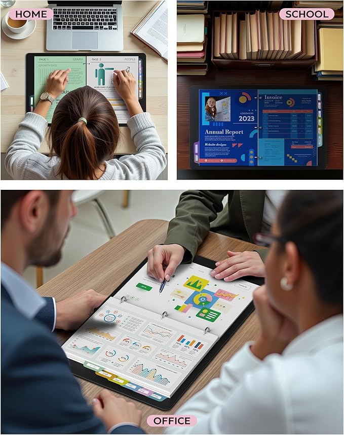 [48Pcs/6Set-8 Tab] Binder Dividers with Tabs, Plastic Dividers for 3 Ring Binder, Letter Size Binder Tabs for Organizing School Office Home Files, Write&Erase Notebook/Page Dividers