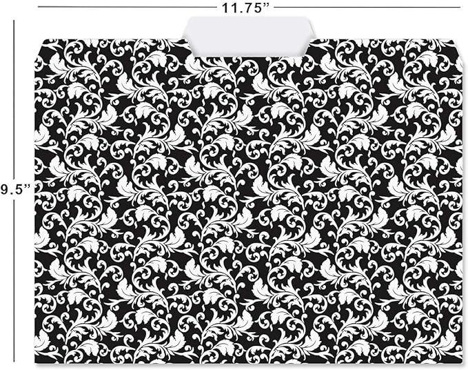 Current Elegant Black File Folders Value Pack - Bulk Set of 24, 6 Pretty Decorative Designs, 1/3 Cut Tabs, Heavy-Duty Paper Stock, Office Supplies for Home & Work, 9-½” x 11-¾” Letter Size