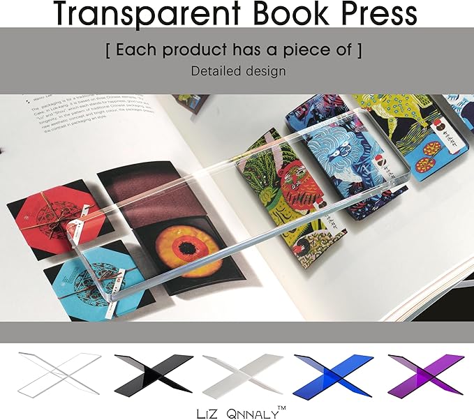 Clear Acrylic Book Holder，Transparency Reading Open Book Stand with Paperweight, Perfect for Cookbooks, Magazines and Bible Display (Clear-Extra Large)