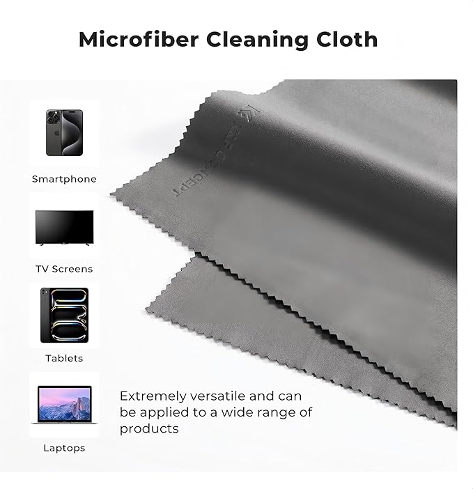 4 Pack 16''x16'' Extra Large Microfiber Cleaning Cloths, K&F Concept Oversized Microfiber Cloths for TV Screen, Electronics, Laptops, Telescope, Computers, Eyeglasses, Gray