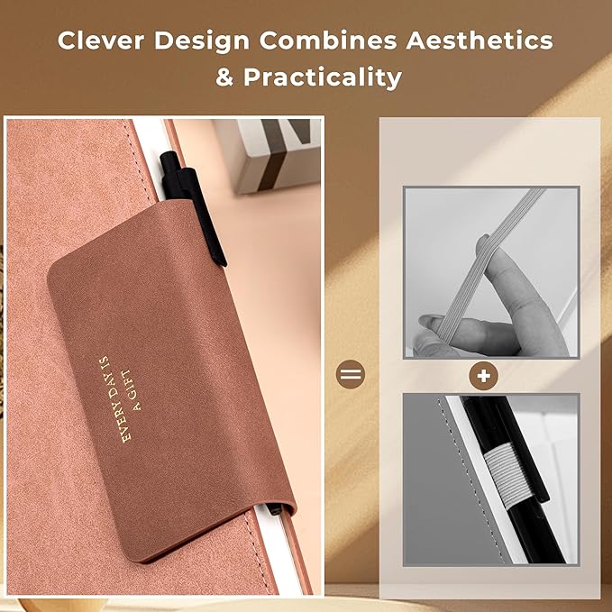 MINICAGIE Lined Leather Journals for Writing A5 Journaling Notebooks with 100 GSM Thick Paper Journal Notebook for Men & Women with Buckle Closure, Work Travel Note Taking Diary, 5.7" x 8.3", Pink