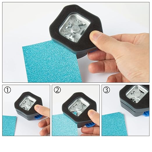 QIQQIKIN Corner Cutter 3 in 1 (R5+10MM+Scallop) Edge Rounder Punch, Paper Corner Punches for Paper Crafts, Picture Photo Clipper Laminating Scrapbook Chomper Business Card Making Junk Journal Supplies