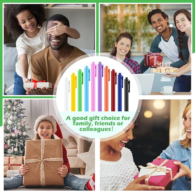 Meanplan 100 Pcs Ballpoint Pens Bulk Retractable Black Ink Pens 1mm Colorful Aesthetic Writing Supply for Journaling Note Home Business Office College Supplies, 5.7 x 0.4 Inch(Colorful,Simple Style)