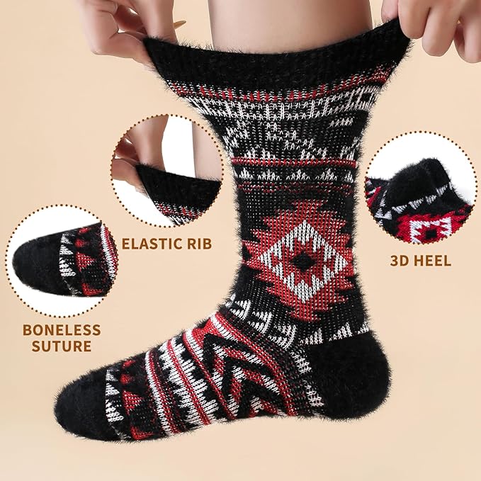 ICEIVY 5 Pair Fuzzy Cozy Socks for Women - Warm Comfy Soft Casual Home Sleep Winter Wool Socks - Gifts for Women