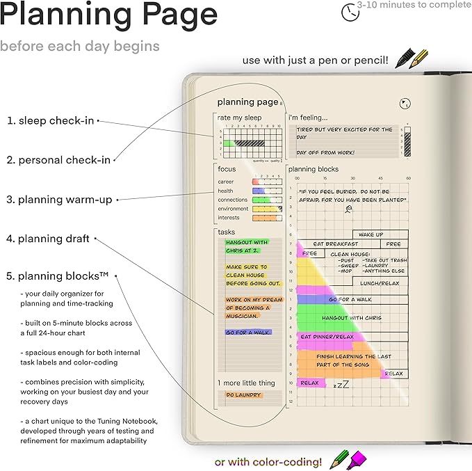 Advanced Self-Improvement System for Productivity, Habits & Goals — Undated Daily & Hourly 3-Month Planner & Reflection Journal | Premium Lay-Flat Minimalist Design | Made by a Firefighter