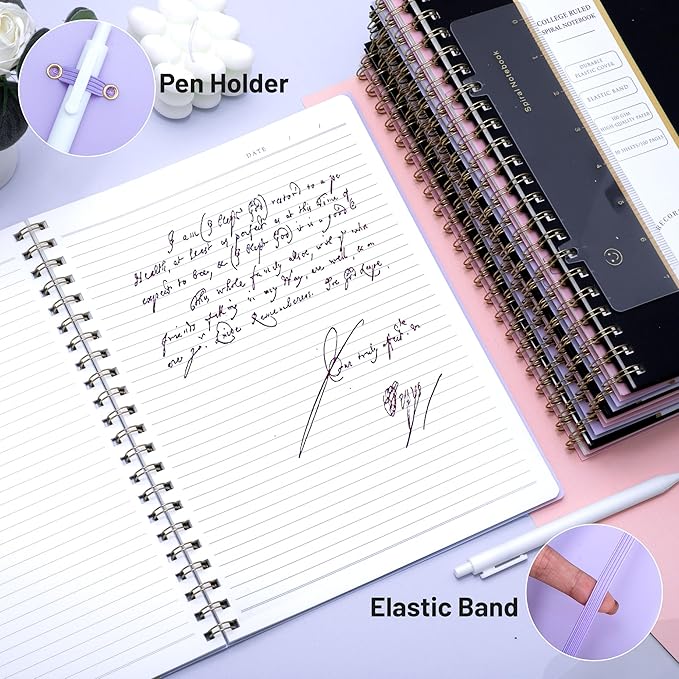 Yoment Spiral Notebook 8.5 x 11 A4 Large Notebooks for Work College Ruled Journaling Notebooks, 100 GSM Paper, Spiral Bound Journal for School Note Taking Writing, A4 Purple