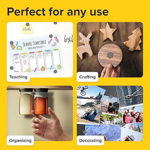 Heavy Duty Magnets for Crafts - Ultra Strong Round Magnets for DIY, Home Space Organization & Decoration - Perfect Size for Whiteboard & Fridge (100 pcs, 0.7x0.2)