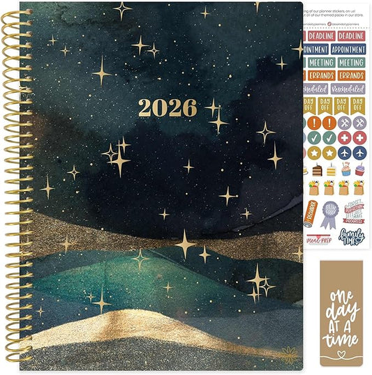 bloom daily planners 2026 Planner (January to December) - 8.5” x 11” Weekly & Monthly Dated Agenda Organizer Book with Stickers & Tabs - Flexible Soft Cover - Celestial Skies