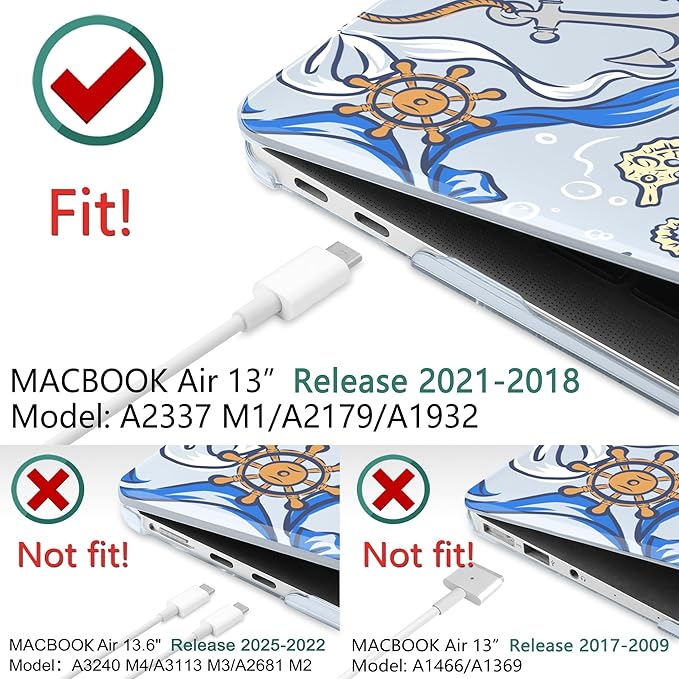 DONGKE for MacBook Air 13 Inch Case 2021-2018, Compatible with A2337 M1 A2179 A1932 Support Retina Display & Touch ID, Hard Shell Plastic Cover with Keyboard Skin - See Life