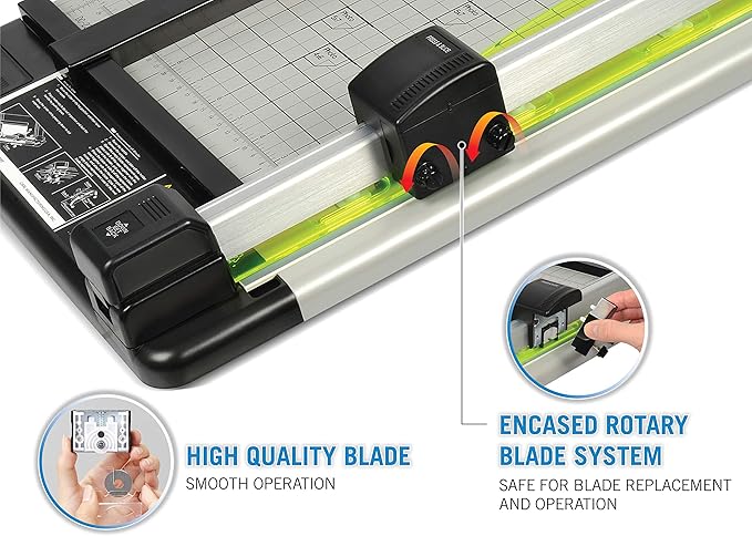 CARL Heavy Duty Rotary Paper Trimmer - 12238, Black/Silver, 18inch