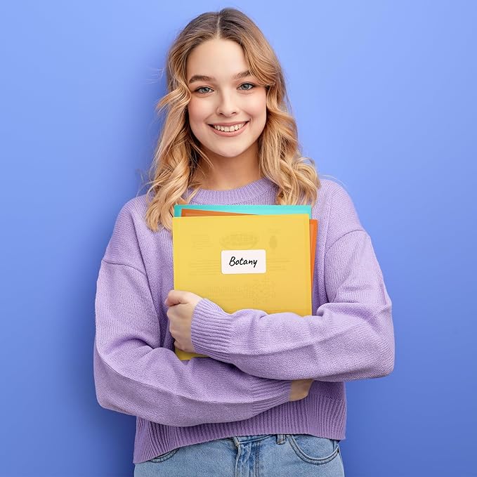 Dunwell Plastic 2-Pocket Folders, (6 Pack) Pastel Colors, 8.5x11 Folders with Pockets, Tear-Resistant Long Lasting Acid-Free Poly, Cleanable, Includes Labels