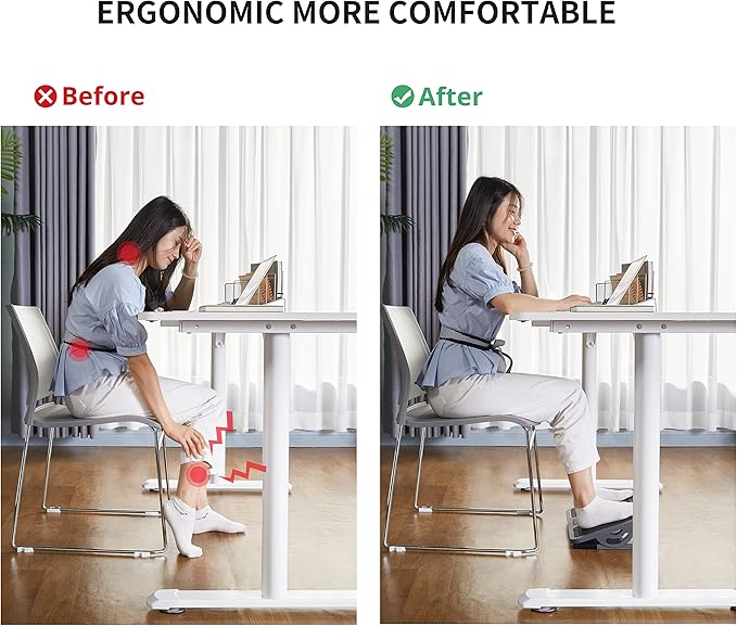 EUREKA ERGONOMIC Tilt Adjustable Footrest, Foot Rest for Under Desk at Work with Massage Surface, Office Foot Rest Under Desk with 20 Degree Tilt No Locking, Metal Frame