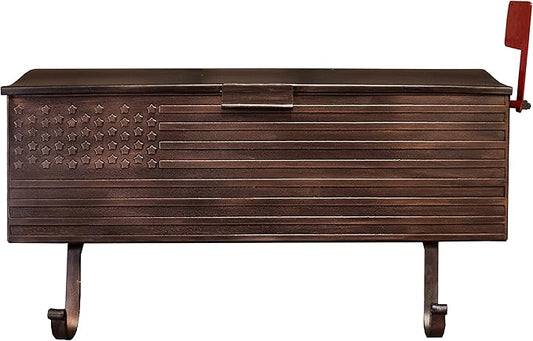 Oakland Living AZ620-COPPER Copper Patriotic Metal Outgoing Mail Flag and Newspaper Hangers Wall Mount Mailbox