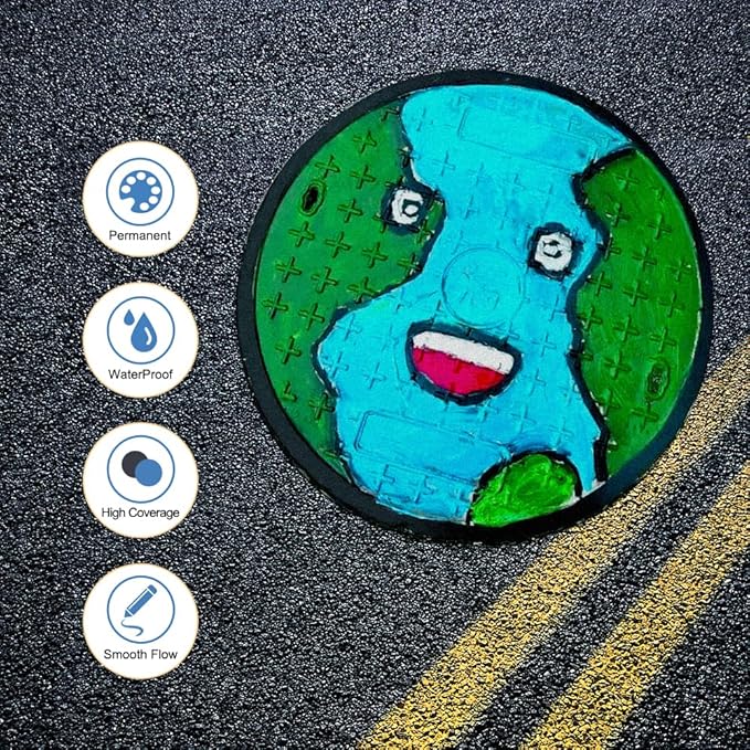 TRANSON 2 Black and 2 White Dual-tip Permanent Paint Markers Oil Based Waterproof