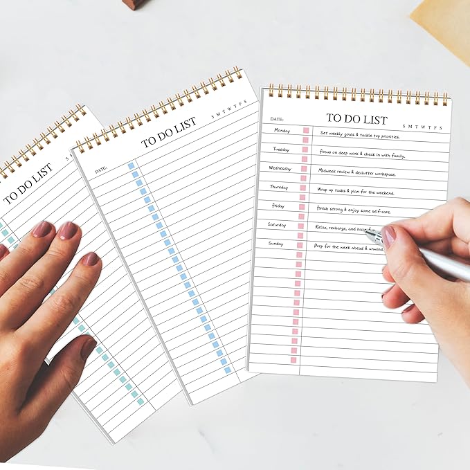 3Pcs To Do List Notepad,Undated Daily Planner Notebook With To Do List Notepad,Planner Spiral Checklist for School Office A5 Size