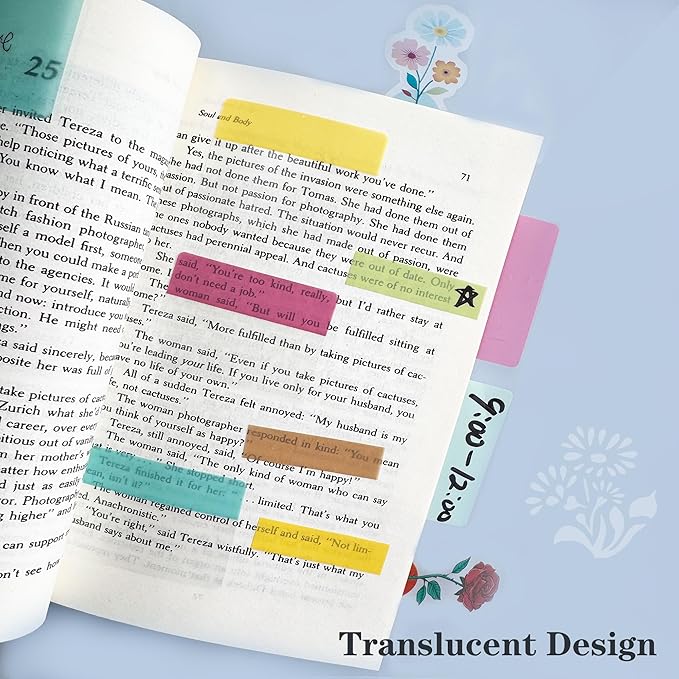 ELII 500 PCS Sticky Index Tabs 2 Inch Book Tabs Page Markers File Tabs Self Adhesive, Labels for Pages Notebooks