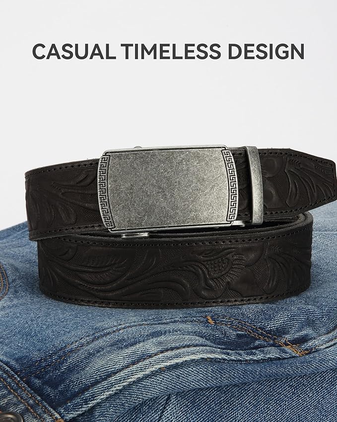 CHAOREN Leather Ratchet Belt Men 2 Pack - Customizable Fit, Effortless Style (35mm)