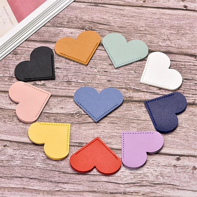 10Pcs Bookmarks for Women Book Marks for Reading Lovers, Cute Leather Heart Bookmarks for Friends Teachers Students Book Reading Lovers Present
