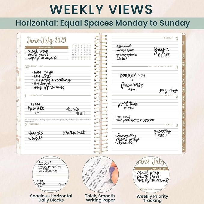 bloom daily planners 2025-2026 Academic Year Daily Planner (July 2025 - July 2026) - A5 Weekly & Monthly Calendar Agenda Organizer Book with Stickers - 5.5" x 8.25" - Moments of Grace
