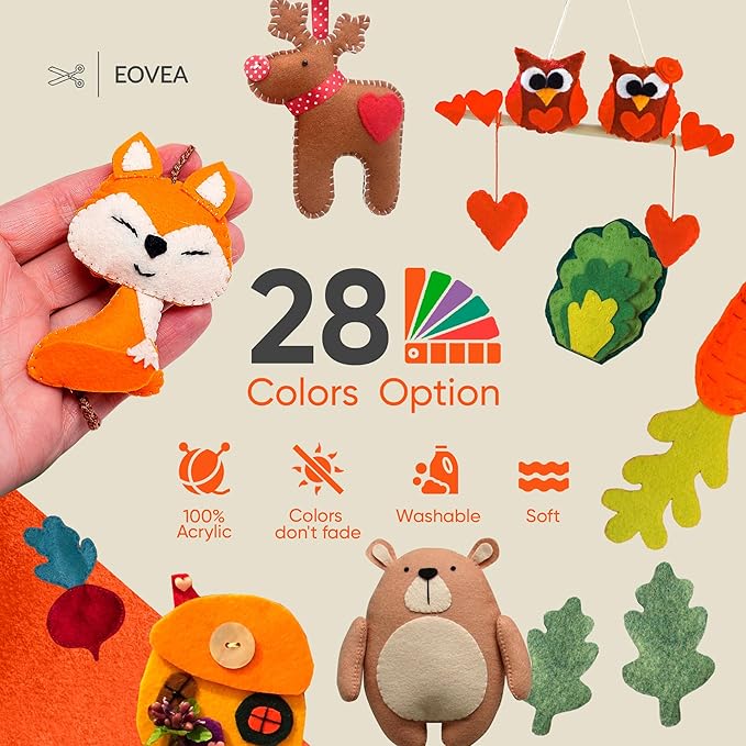 EOVEA | Acrylic Felt Fabric by The Yard - Non-Stiff, Soft Material - 72" Wide - 1.6mm Thick Felt Sheets for DIY Crafts, Sewing, Upholstery, Cushion, Padding(Orange, 2 Yard)