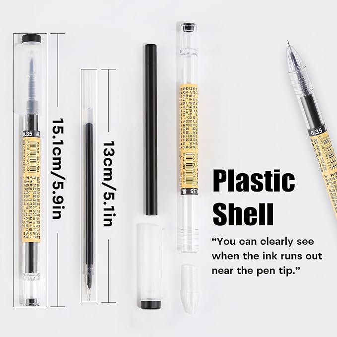 RIANCY Black Gel Ink Pens, 0.35mm Extra Fine Point Tip Smooth Writing Rollerball Pens, Japanese Style No Smudge Ballpoint Pen, Quick Drying for Journaling Office School Stationery Supplies 12pcs