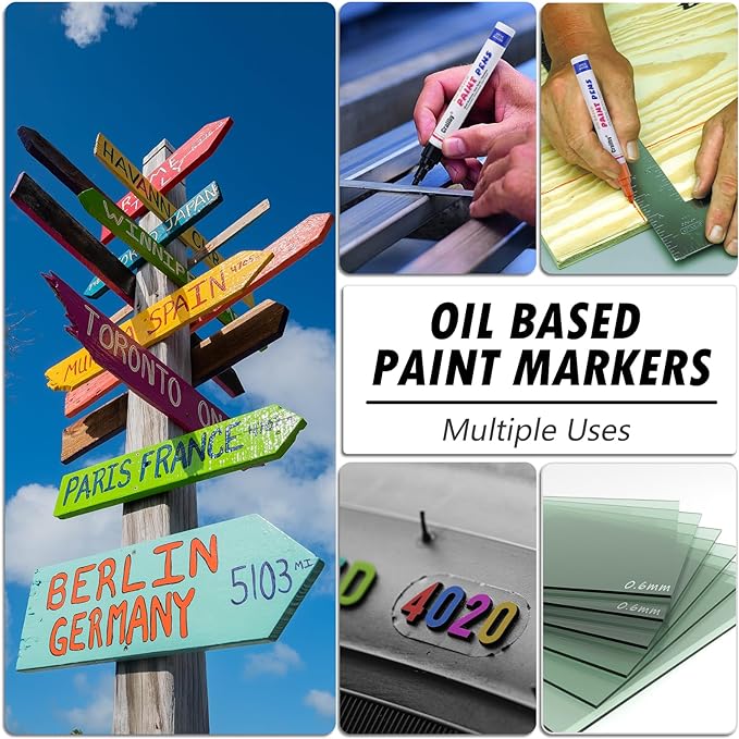 Purple Paint Markers, 8 Pack Oil-Based Waterproof Quick Dry Permanent Paint Pen Set for Rocks Painting, Wood, Fabric, Plastic, Canvas, Glass, Mugs, Metal, Tire, Stone, DIY Craft