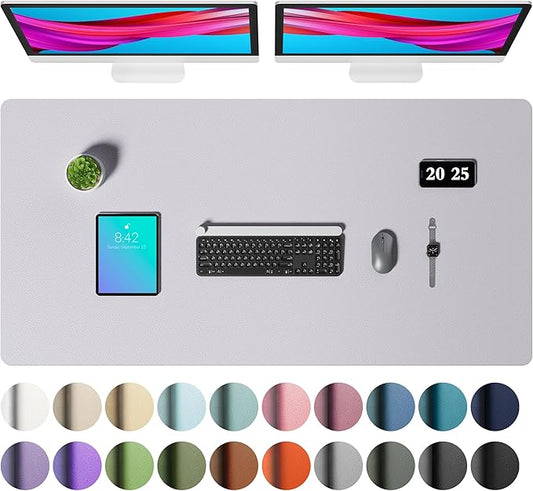 Aothia Faux Leather Desk Mat – Large Mouse Pad, Non-Slip PU Leather Blotter, Waterproof Writing Surface for Office and Home (Smoky Lavender, 47.2" x 23.6")