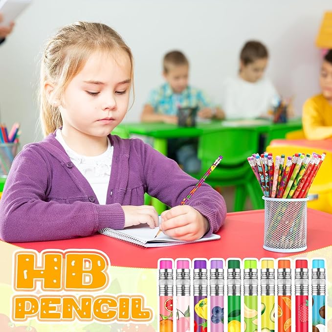 Kosiz 400 Pcs Thanksgiving Assortment Colorful Fun Pencils Fall Pre Sharpened Wooden Pencil Christmas 10 Fruit Styles Pen Novelty Kids School Supplies Student Reward Stationery Party Favors