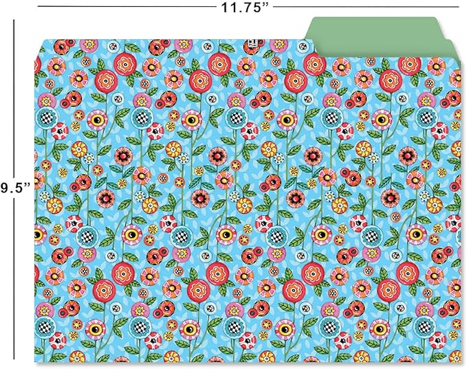 Current Mary Engelbreit File Folders Value Pack - Bulk Set of 24, 6 Pretty Decorative Designs, 1/3 Cut Tabs, Heavy-Duty Paper Stock, Office Supplies for Home & Work, 9-½” x 11-¾” Letter Size