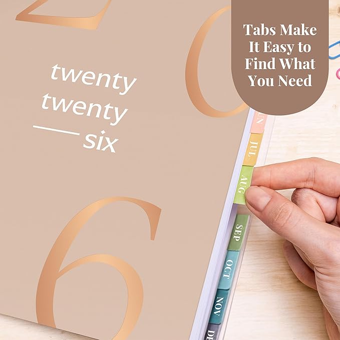 Rileys 2026 Planner, Agenda Planner With Weekly And Monthly View, Daily Agenda Book And Yearly Planners Calendar Book, Spiral Bound With Tabs, Notes, Goals And Holidays (Float, Beige, 8.5 x 11 in)