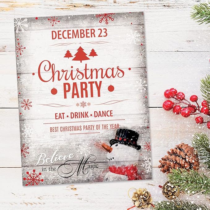 Snowman Believe Holiday Letter Paper - Set of 25 Christmas stationery papers are 8 1/2" x 11", compatible computer paper