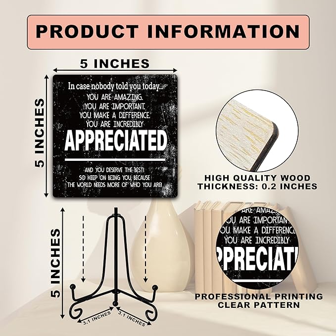 Funny Office Desk Decor, Appreciated Wooden Sign with Stand, Birthday Christmas Thank You Gifts for Women Men Leader Boss Mentor Coworkers, Cute Cool Desk Accessories for Home Office-B15