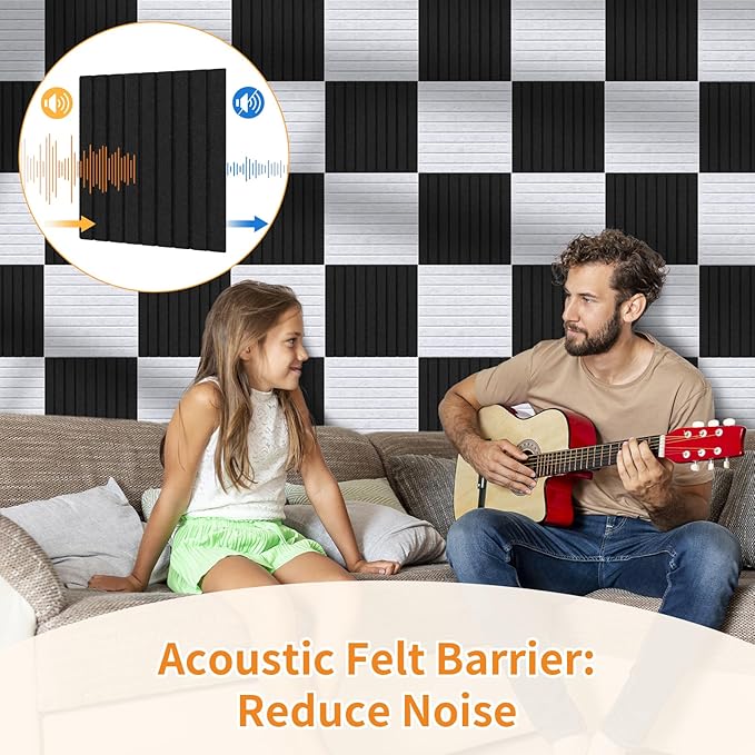 Smarpau Large Cork Board, Black Bulletin Board 48"x36", 12 Pack Pin Board Felt Wall Tiles with 50 Removable Adhesive Tabs 35 Pushpins, Cork Boards for Office Home School Decor