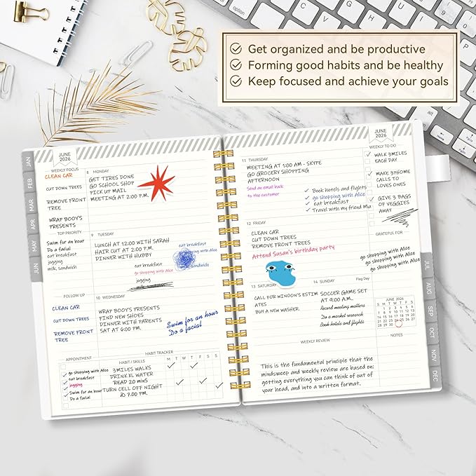 Planner 2026 -Weekly and Monthly Planner, AIMPEAK 2026 Weekly Planner for Student, Jan. 2026 - Dec. 2026, Calendar Planner for Women, Pen Loop, White Marble, 10"x7"