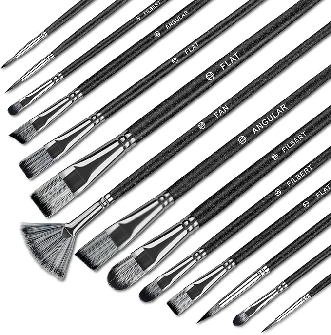 Paint Brushes 14PCS Set - Bougimal Professional Wood Paint Brush for Acrylic/Watercolor/Oil Painting, Kids & Adults Detailing Brush - Art Supplies Great for Canvas, Fabric, Rock, Face Painting