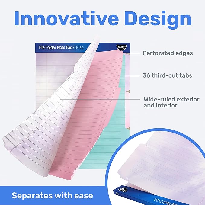 Find It File Folder Notepad - Pack of 36-9.5 x 12.5 Inch Notebook Organizer Folders for Filing, Document, and Clipboard Organization - Tie-Die