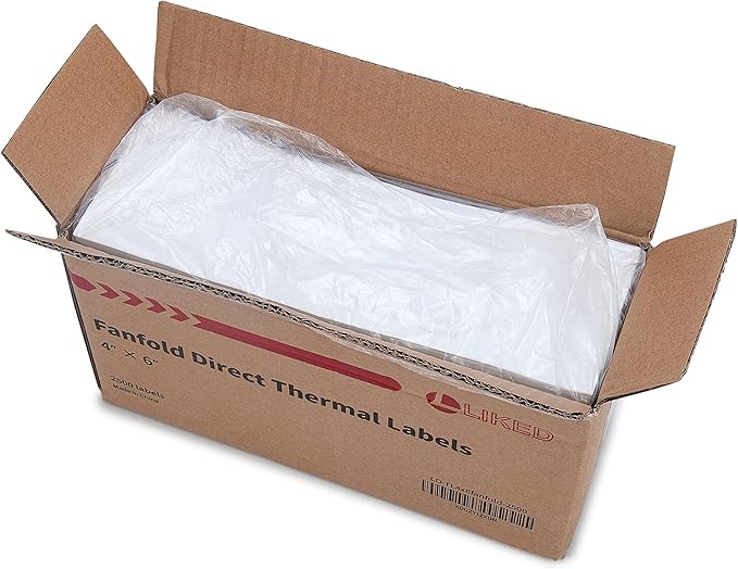 L LIKED 3000 4x6 Thermal Labels Fanfold, Direct Thermal Shipping Labels - Perforated and Strong Adhesive