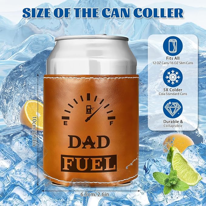 Funny Gifts for Dad from Daughter Son,Christmas Gifts for Men,White Elephant Gifts for Adults,Mens Birthday Gag Cool Retirement Gifts for Him Husband Grandpa,Leather Can Cooler Sleeve Holder for Soda